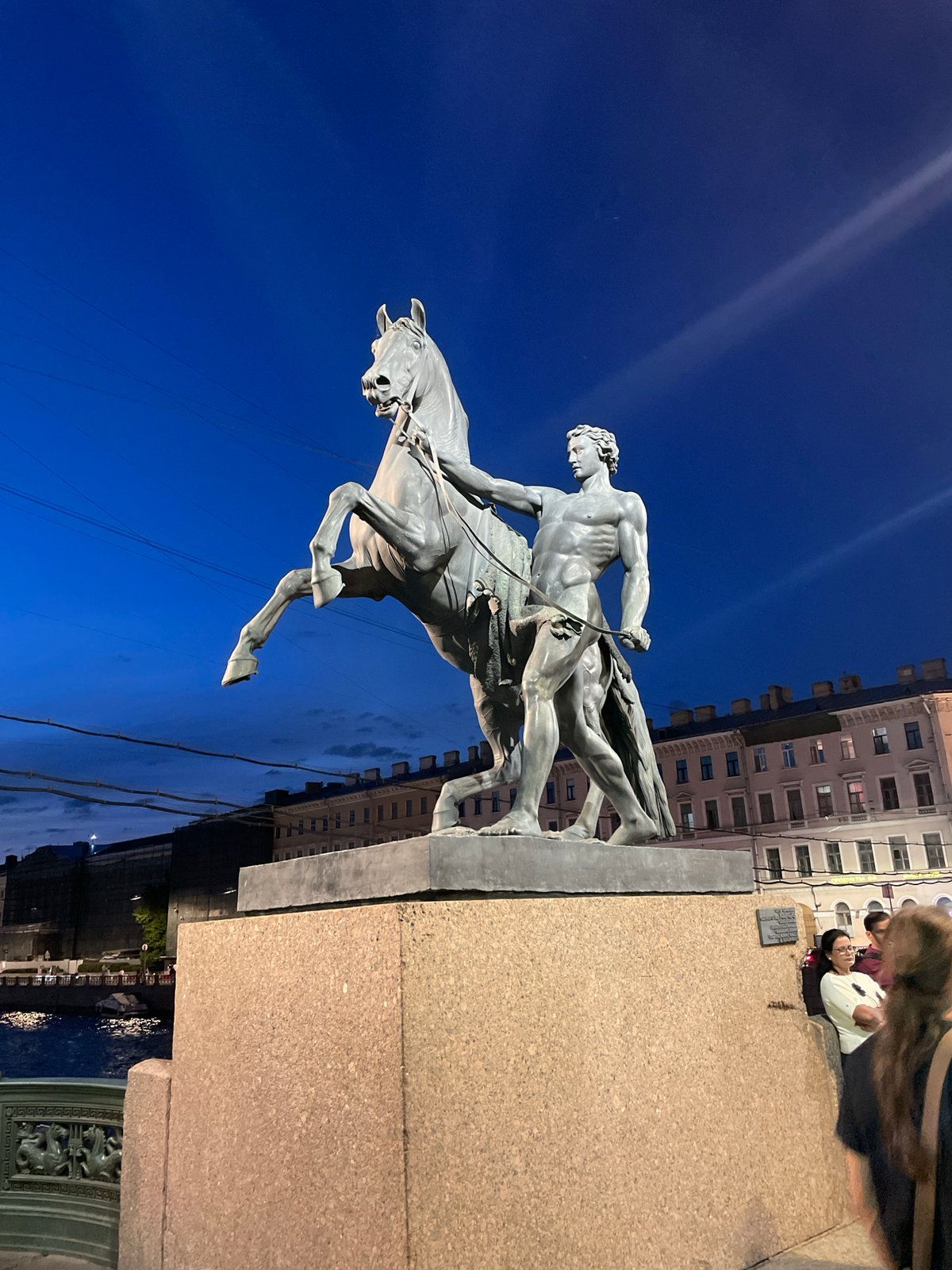 Evening scenes documented across central Saint Petersburg landmarks