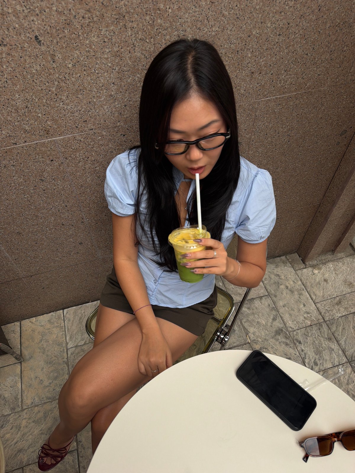 Matcha bar visit and mirror selfies around Bishkek