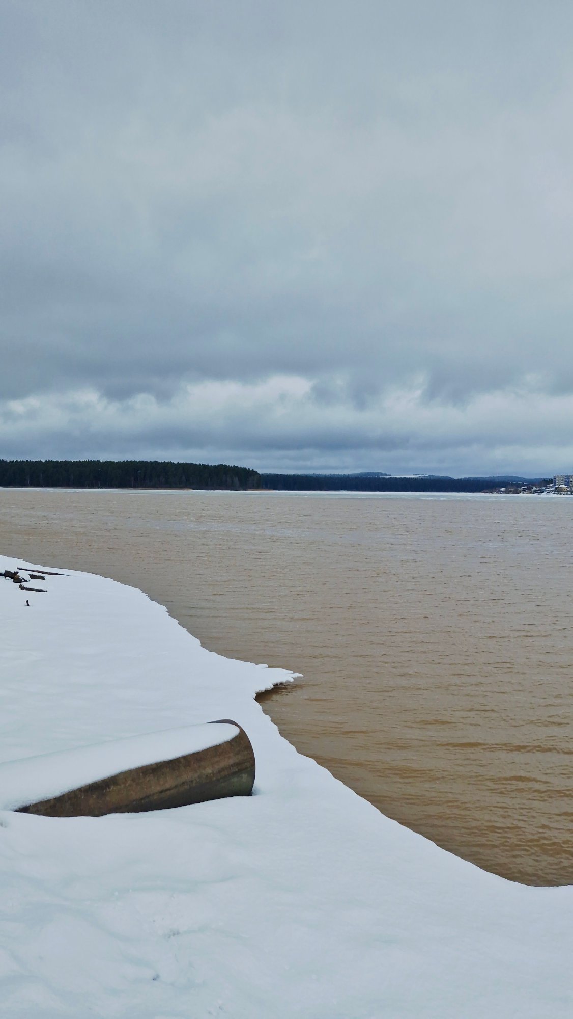 Winter river scene documented in Otchor, Russia