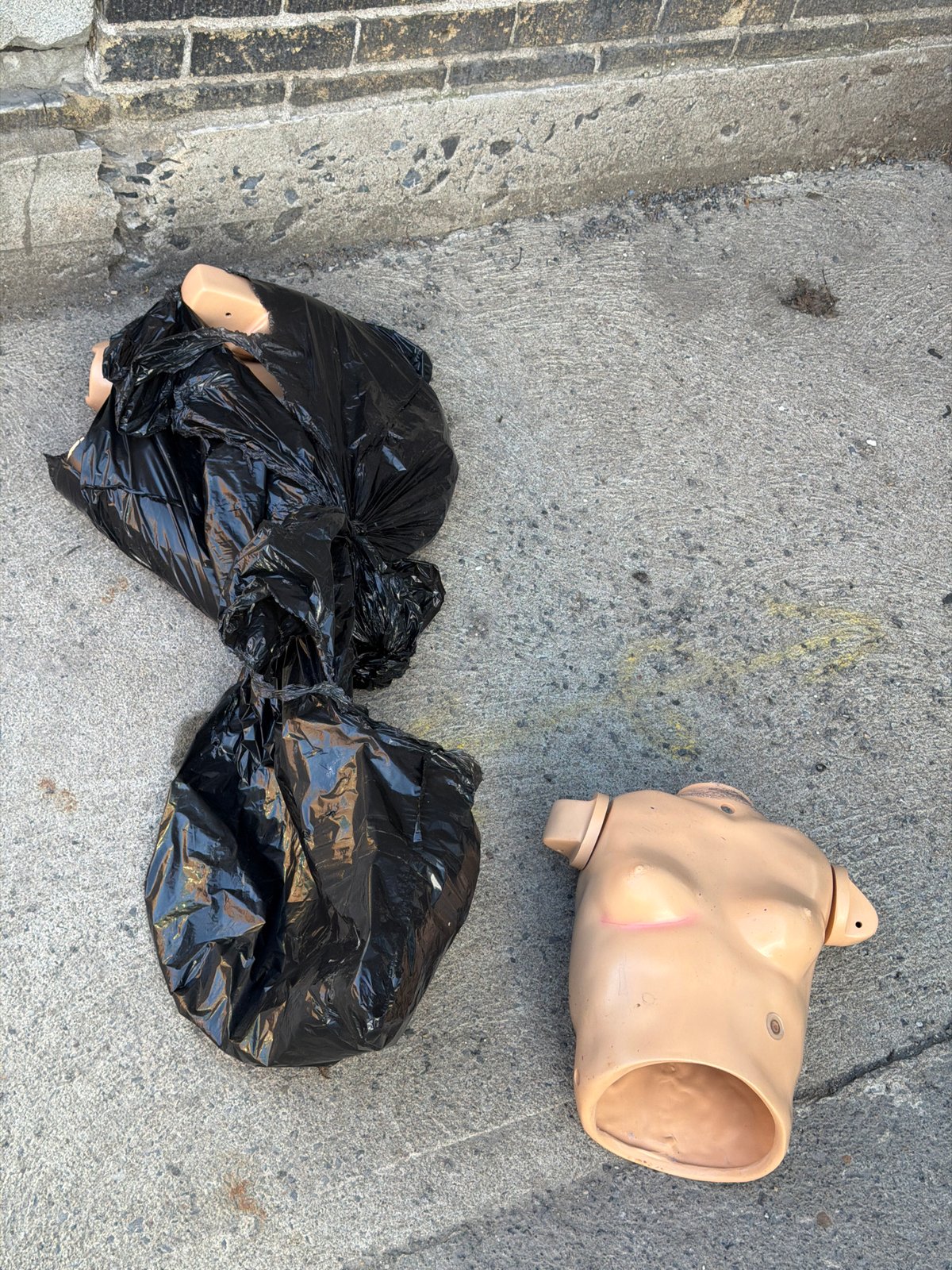 Mannequin torso found on Montreal sidewalk near garbage bags