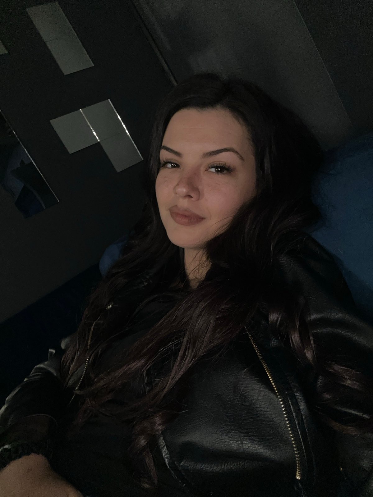 Woman takes late-night selfies in Sliven, Bulgaria