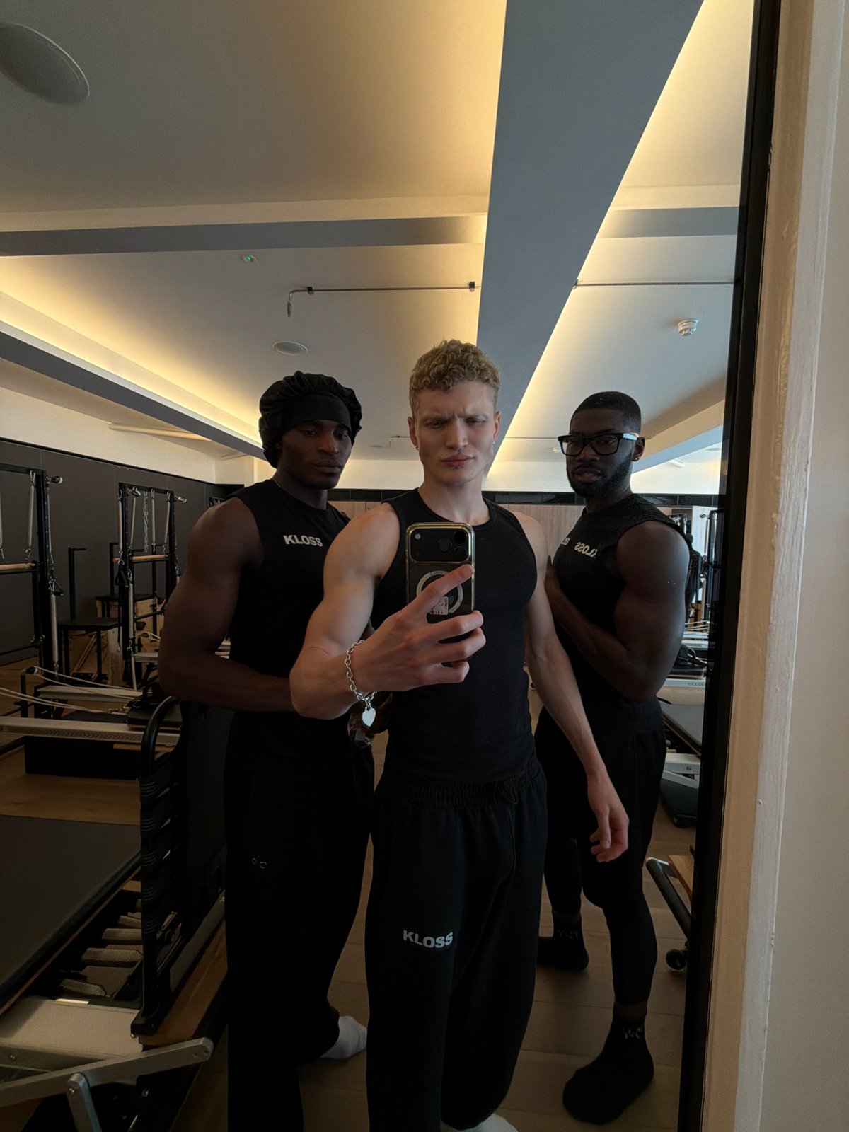 Gym selfies and pilates session captured in central London
