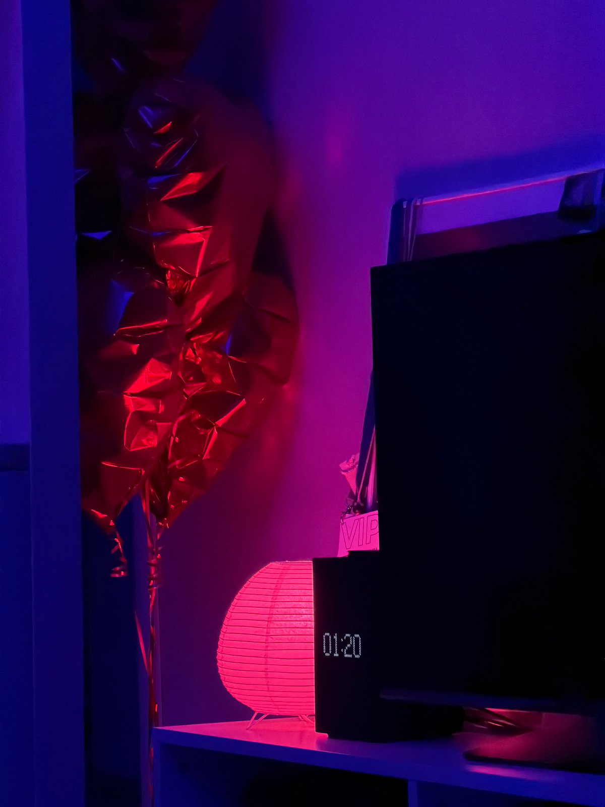 Colored lighting illuminates indoor spaces in Krasnoyarsk