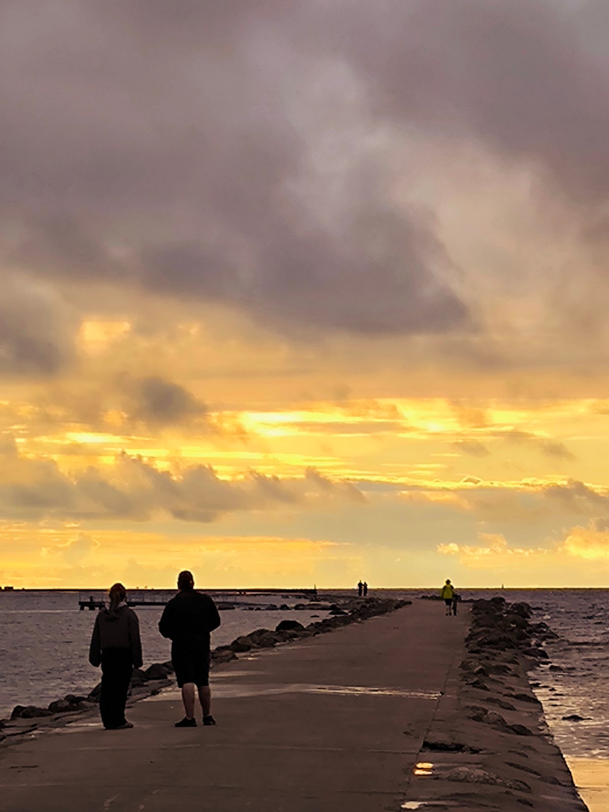Sunset along Riga's pier and Daugava waterfront