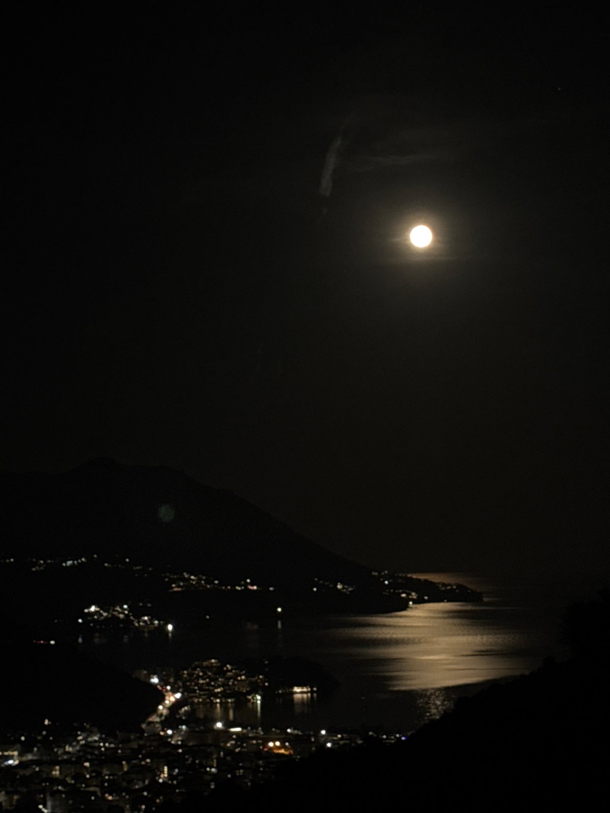 Moonlit mountain scenes captured in Podostrog, Montenegro