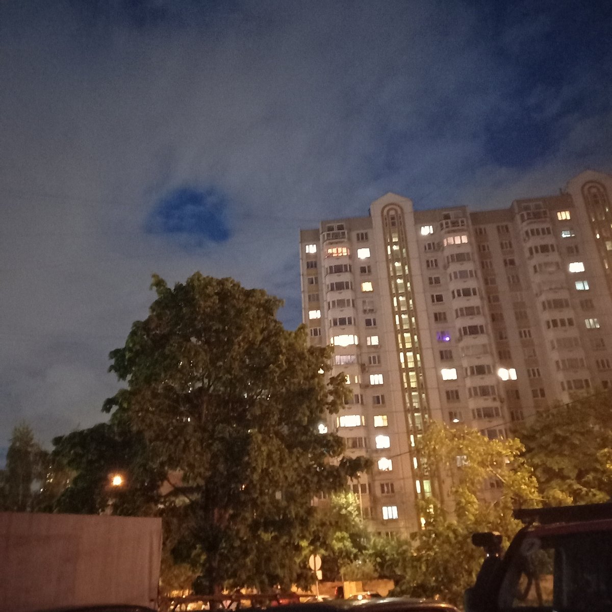 Nighttime scenes captured in Moscow residential area
