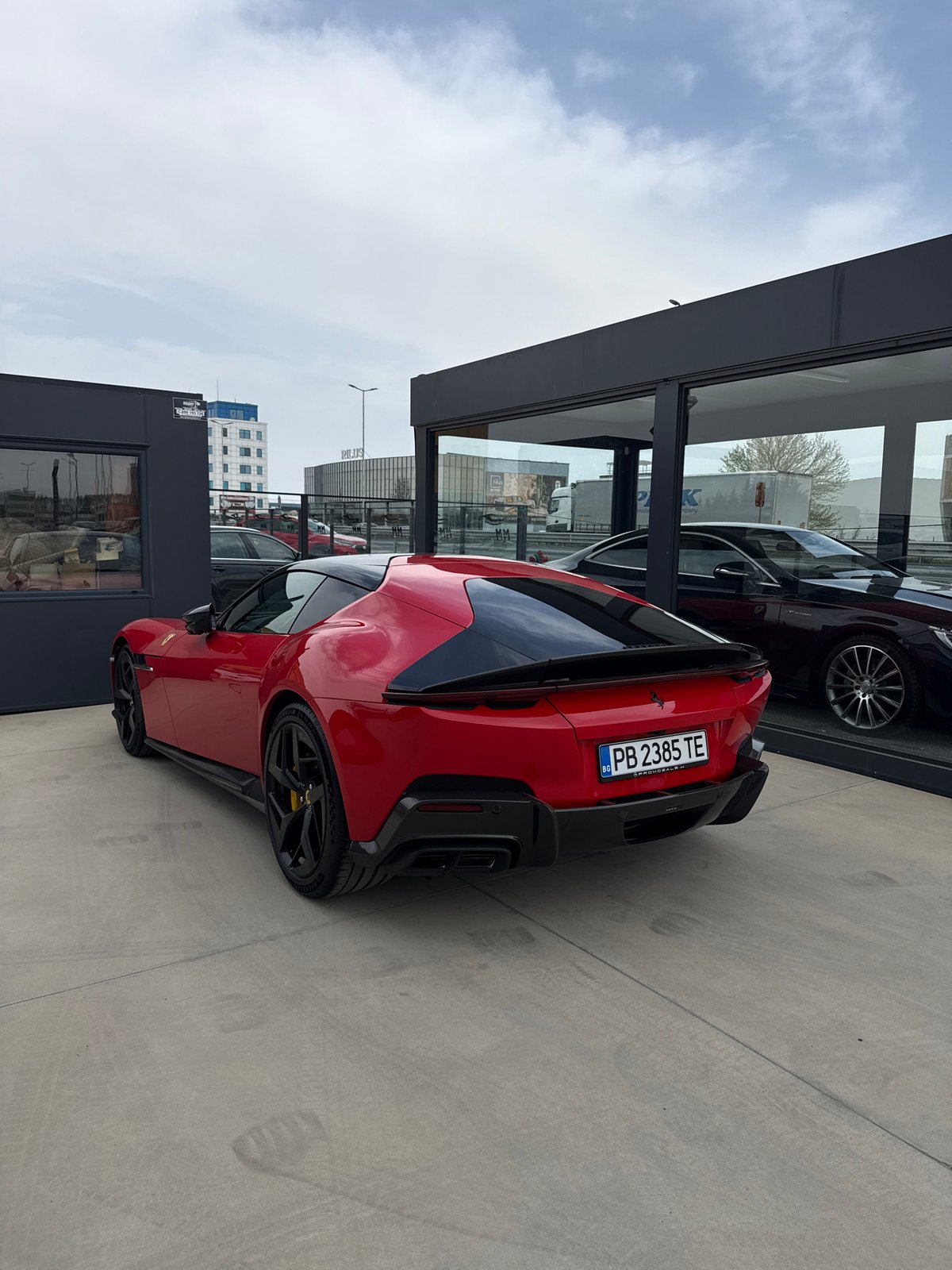 Red Ferrari spotted at Plovdiv car dealership