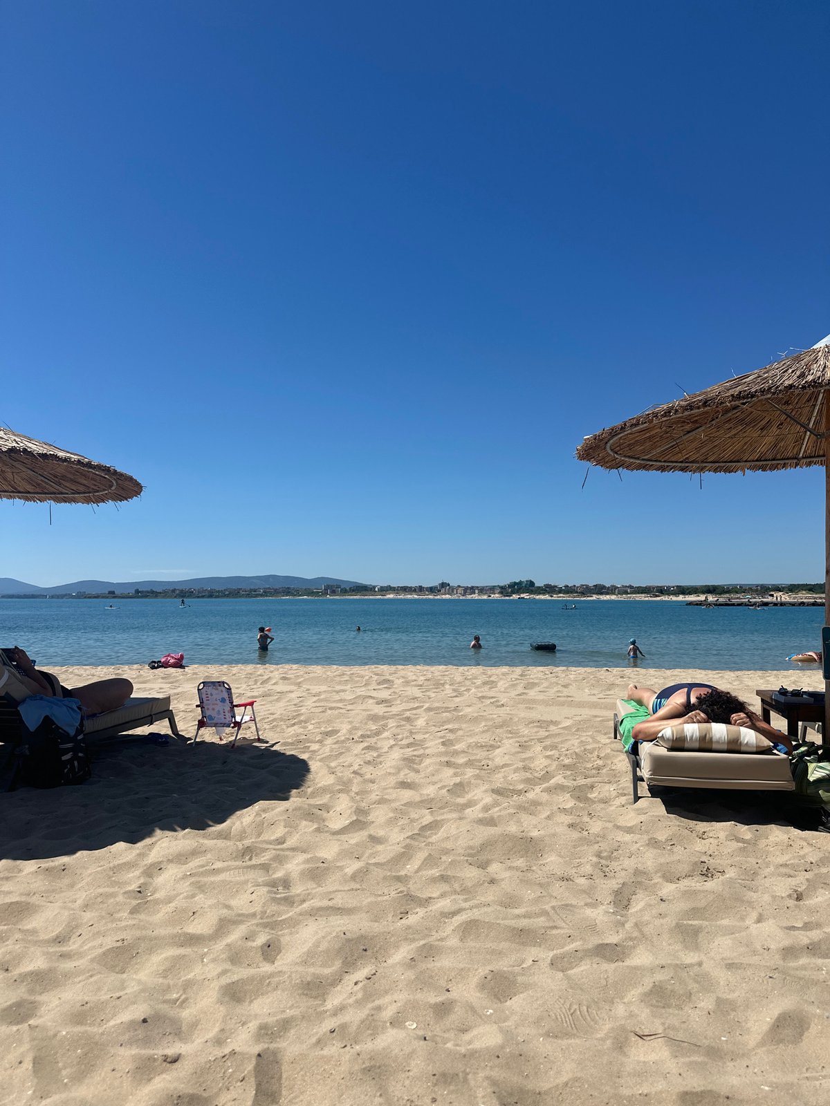 Lazy summer morning on a Primorsko beach, Bulgaria