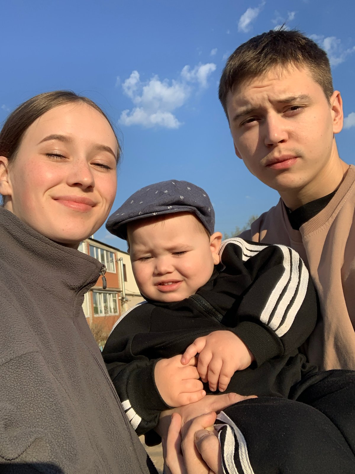 Family selfie captured in sunny Foki, Russia