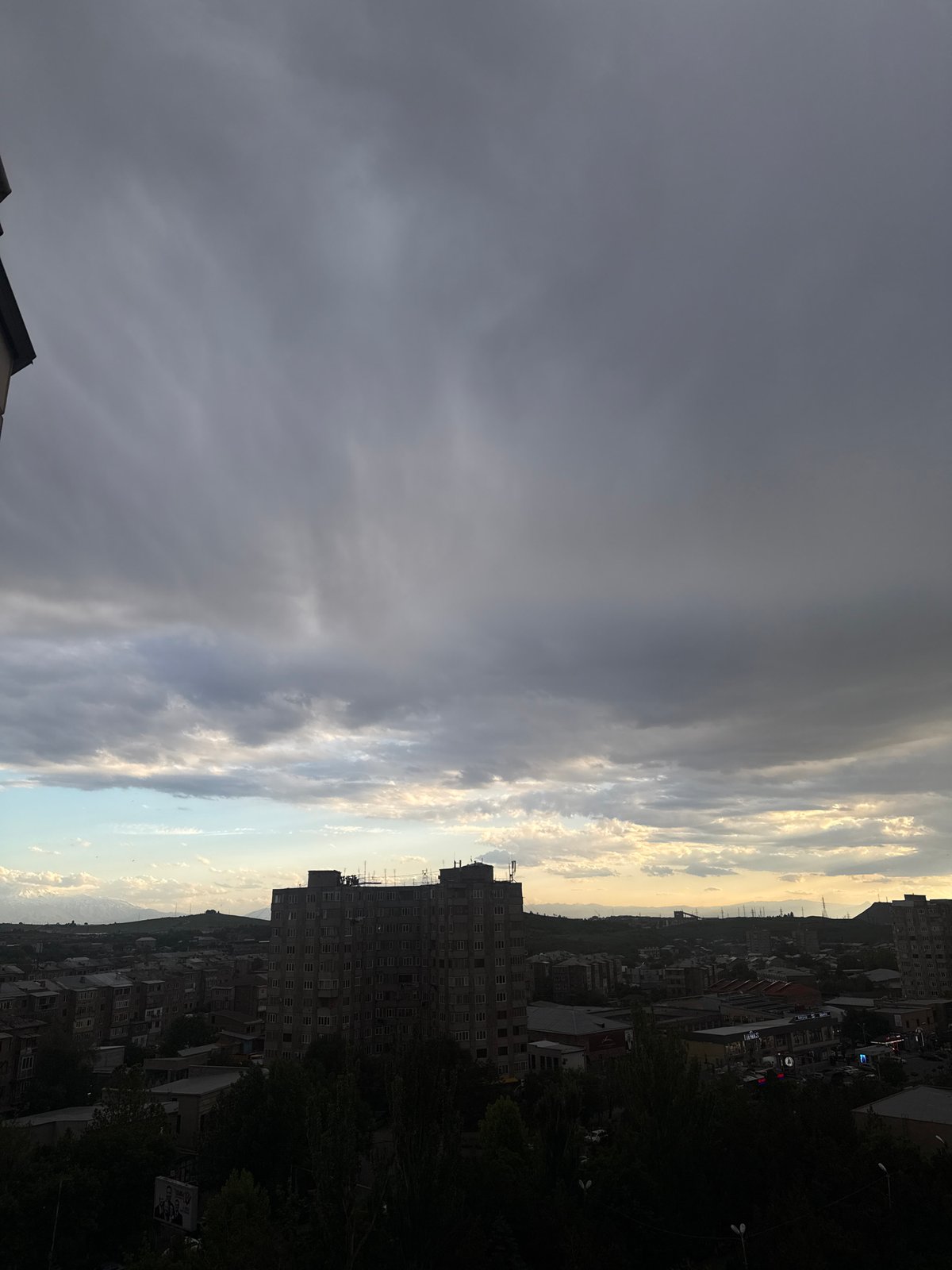 Dramatic clouds captured over Abovyan, Armenia cityscape