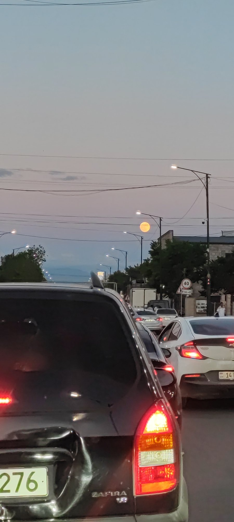 Evening traffic jam observed in Masis, Armenia