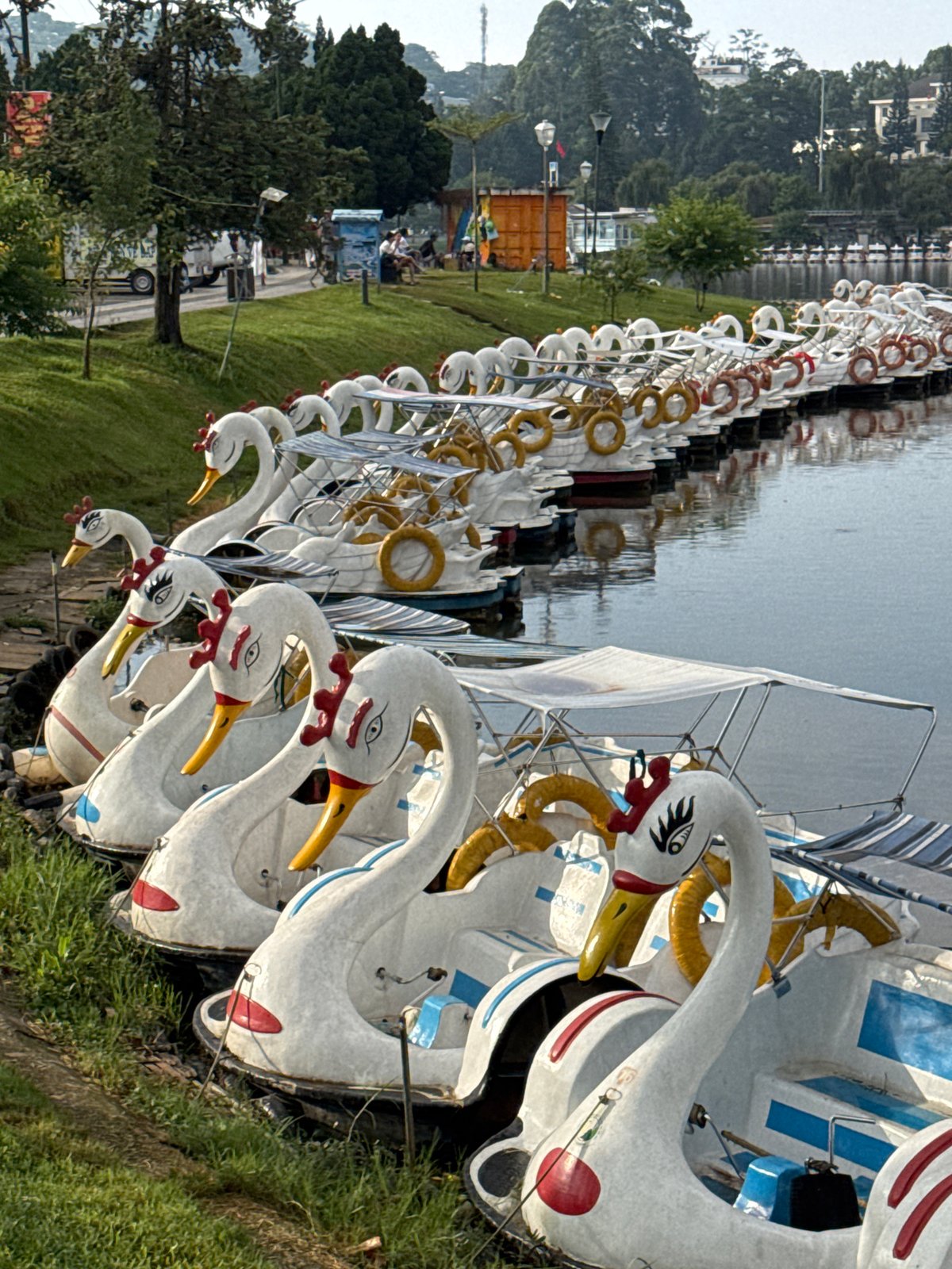 Lakeside boats and street life in Da Lat