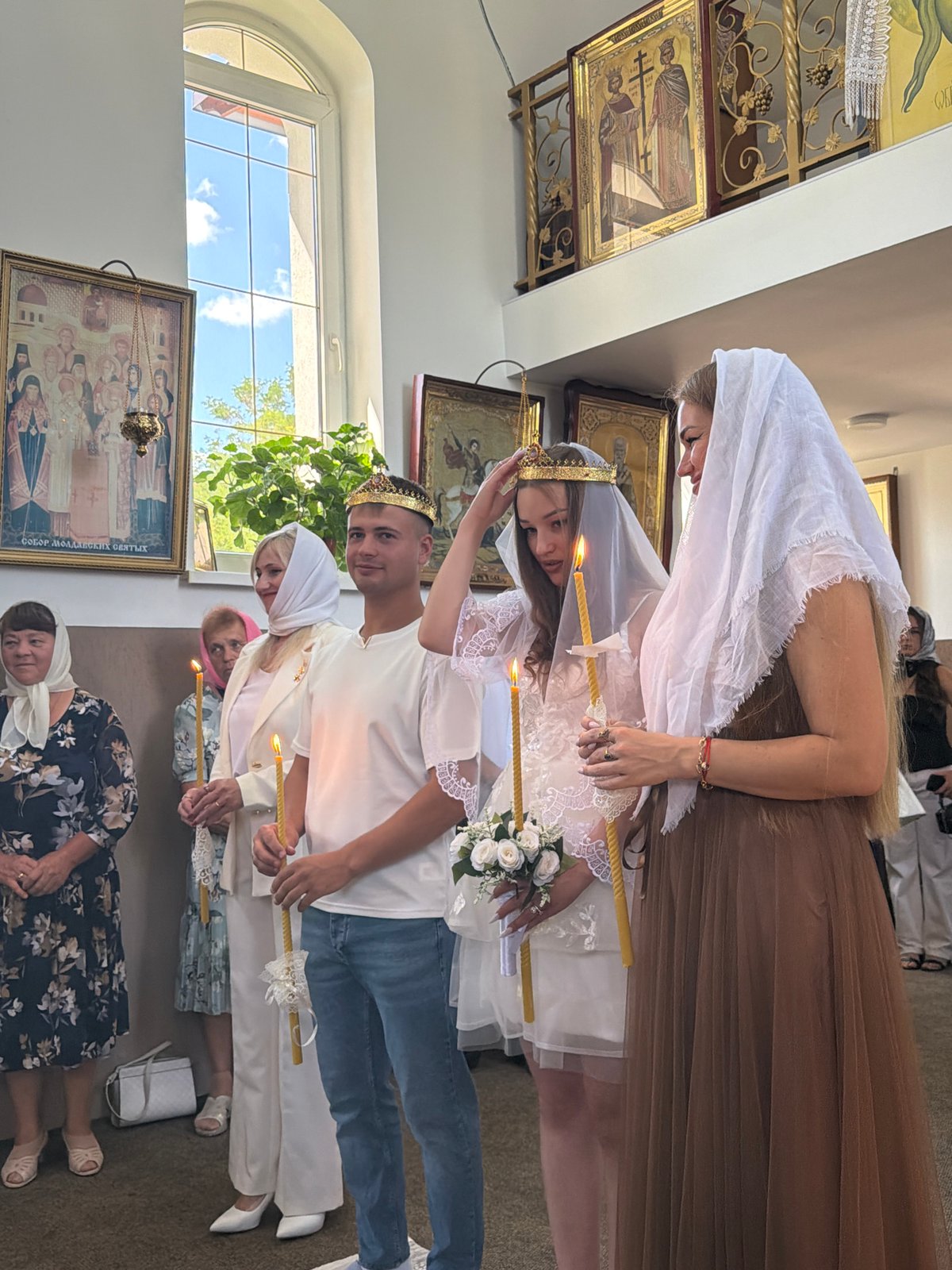 Orthodox wedding ceremony inside a Strășeni church
