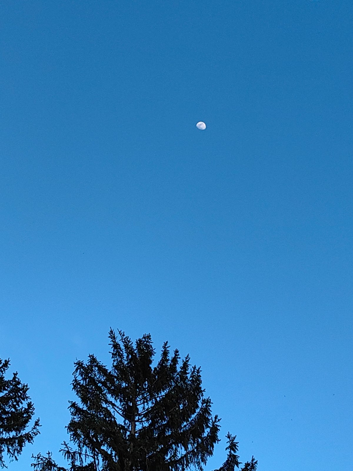 Daytime moon visible over Karlovo Bulgaria mountain landscape