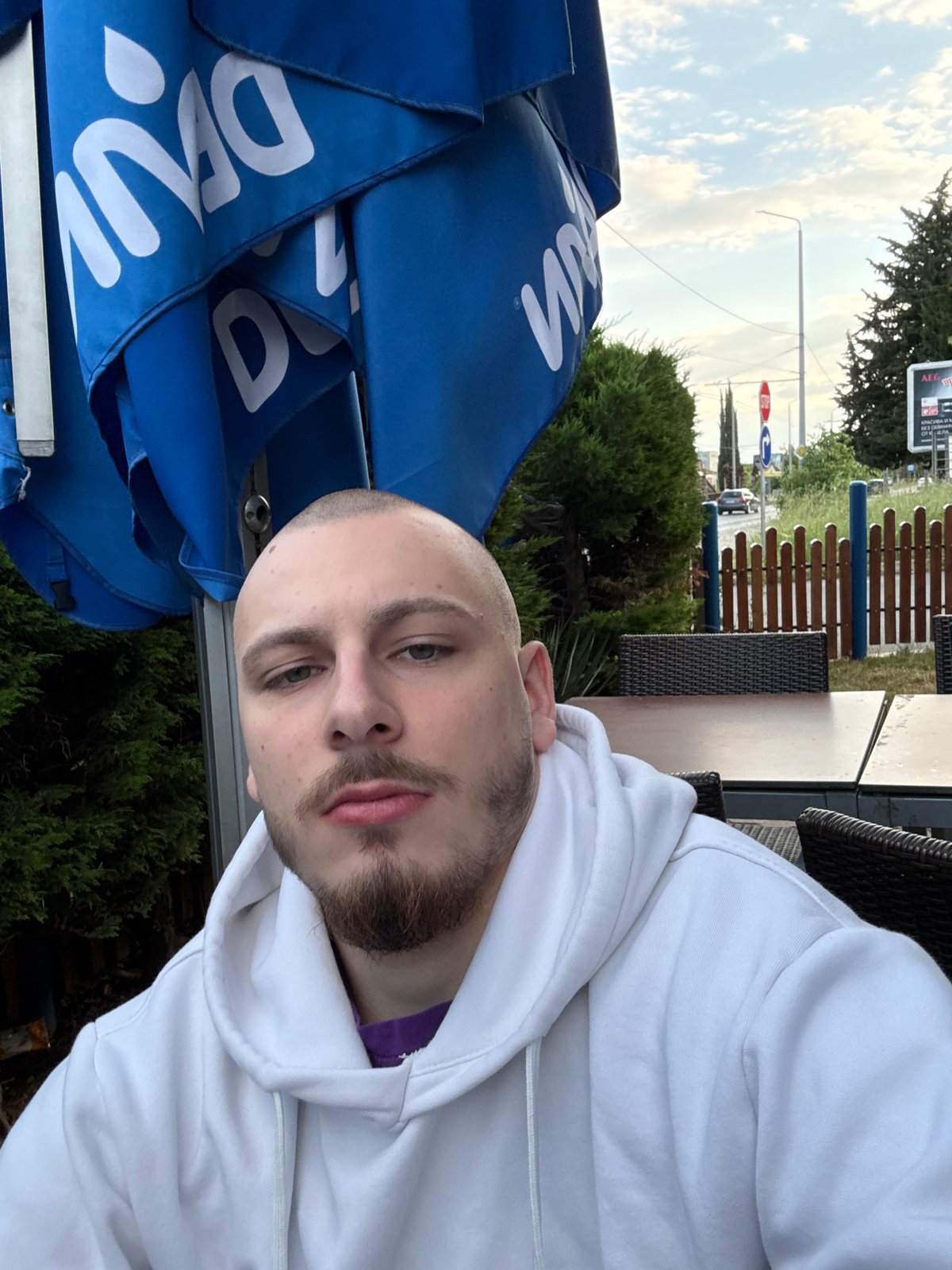 Person in white hoodie spotted near parasol in Stara Zagora