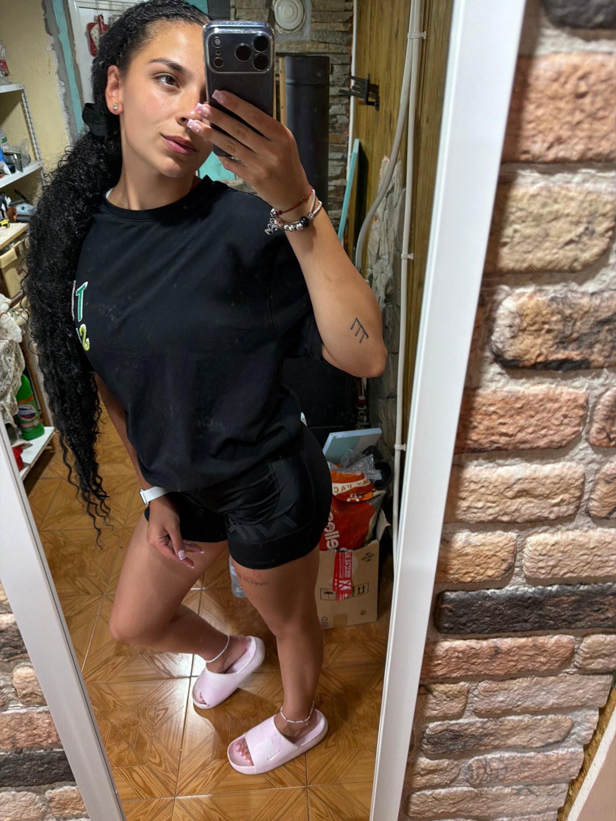 Mirror selfies in a rustic Balinovtsi interior, multiple angles