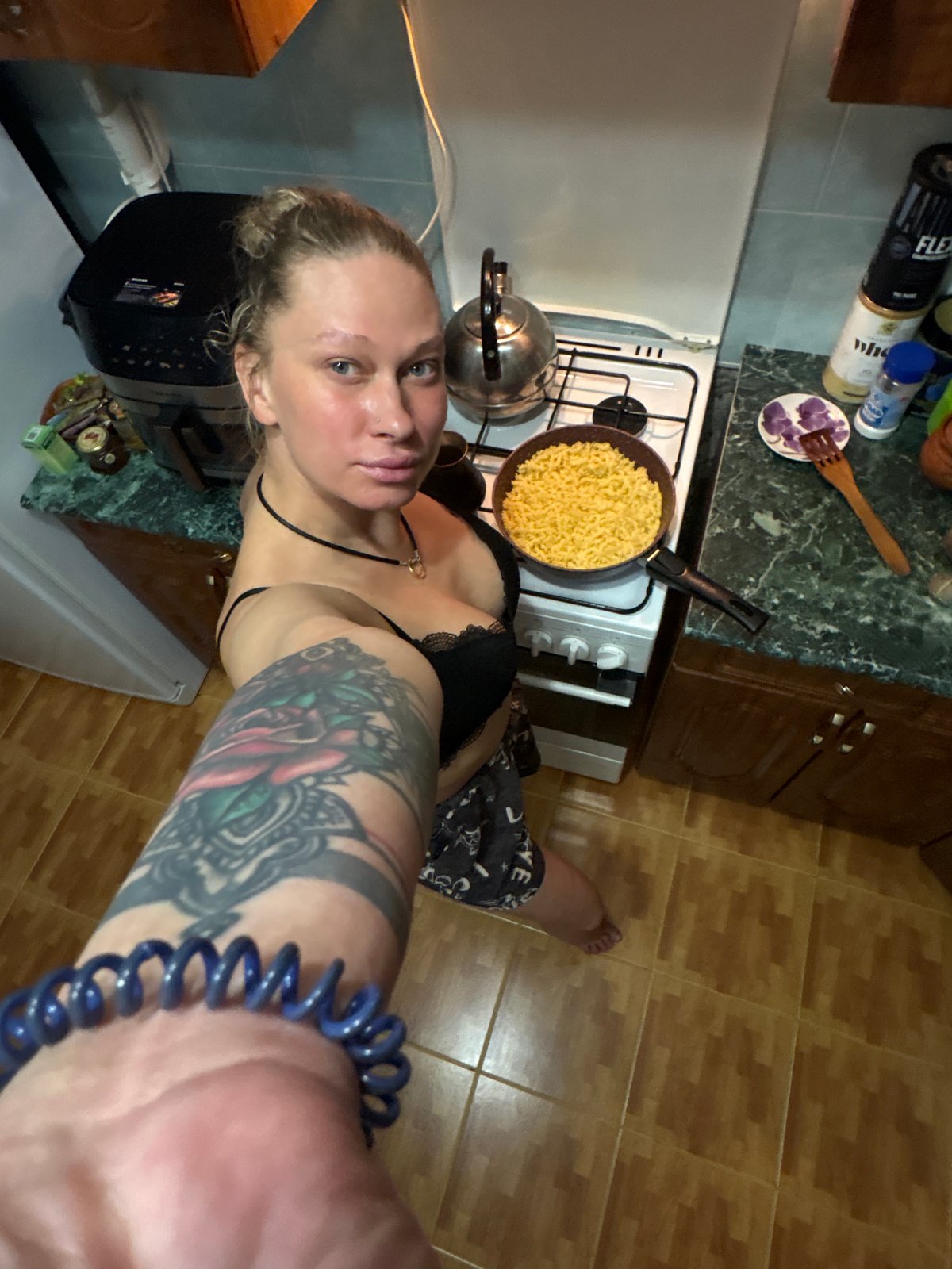 Woman documents evening routine at home in Perm