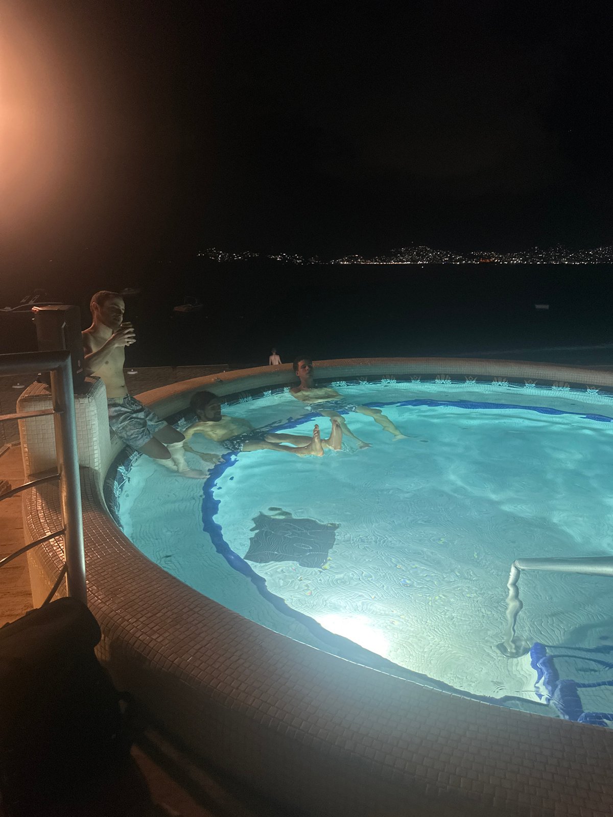 Early morning swimming activity observed at Acapulco hotel pools