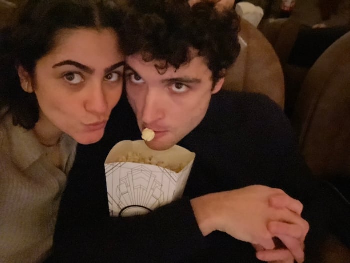 Couple enjoys movie night at Paris's Grand Rex theater