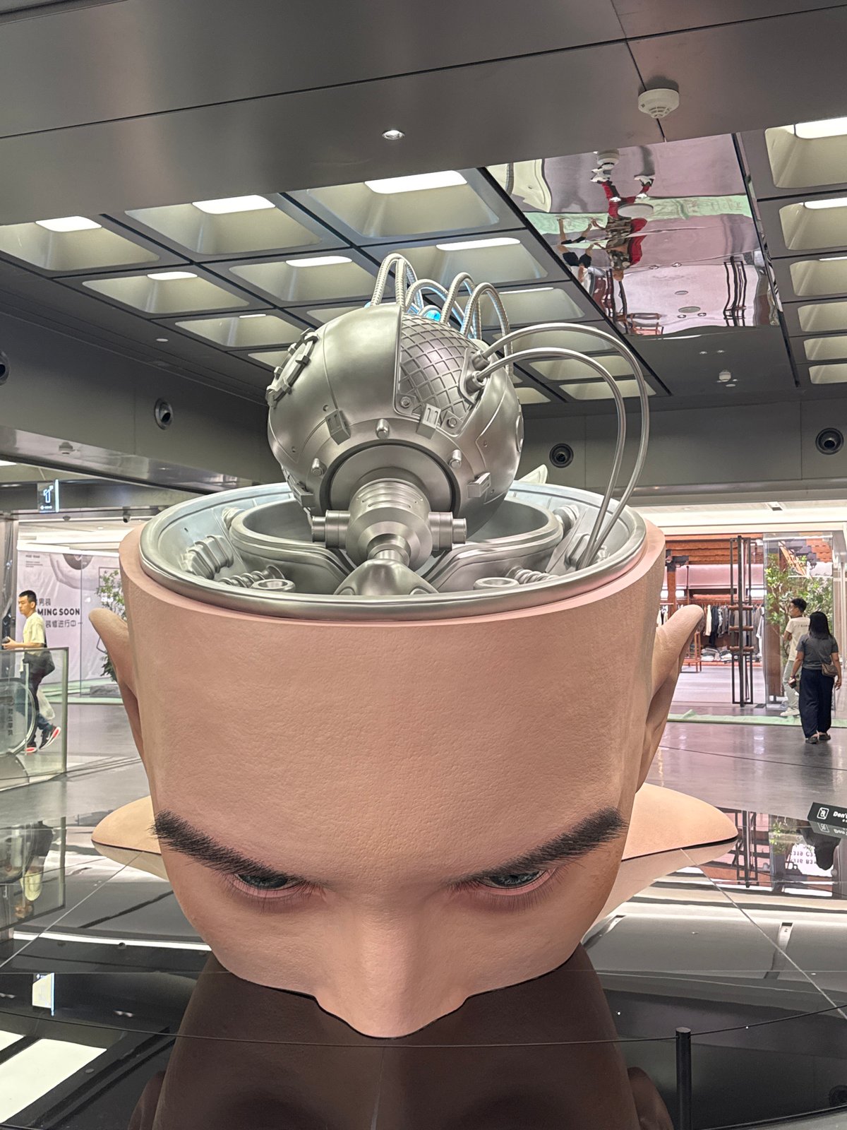 Technological brain art installation spotted in Liwan District, China