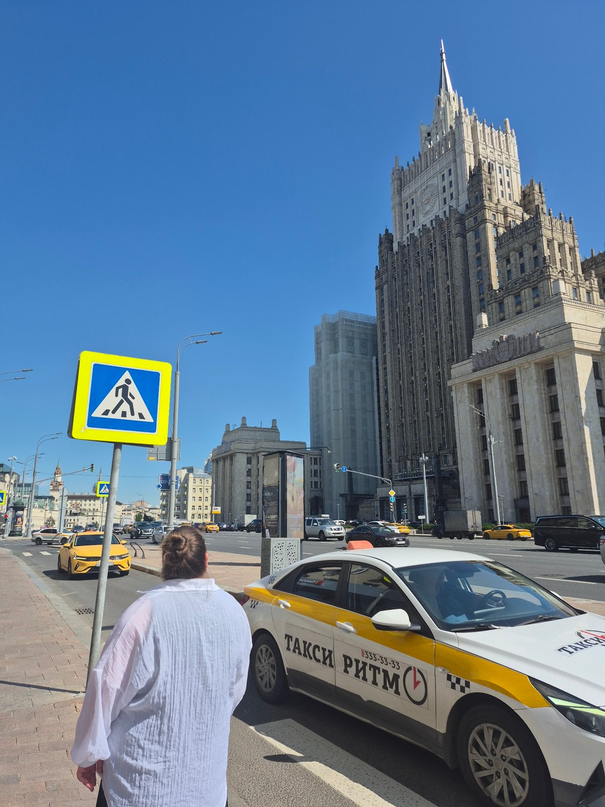 Sunny morning across Moscow landmarks and city streets