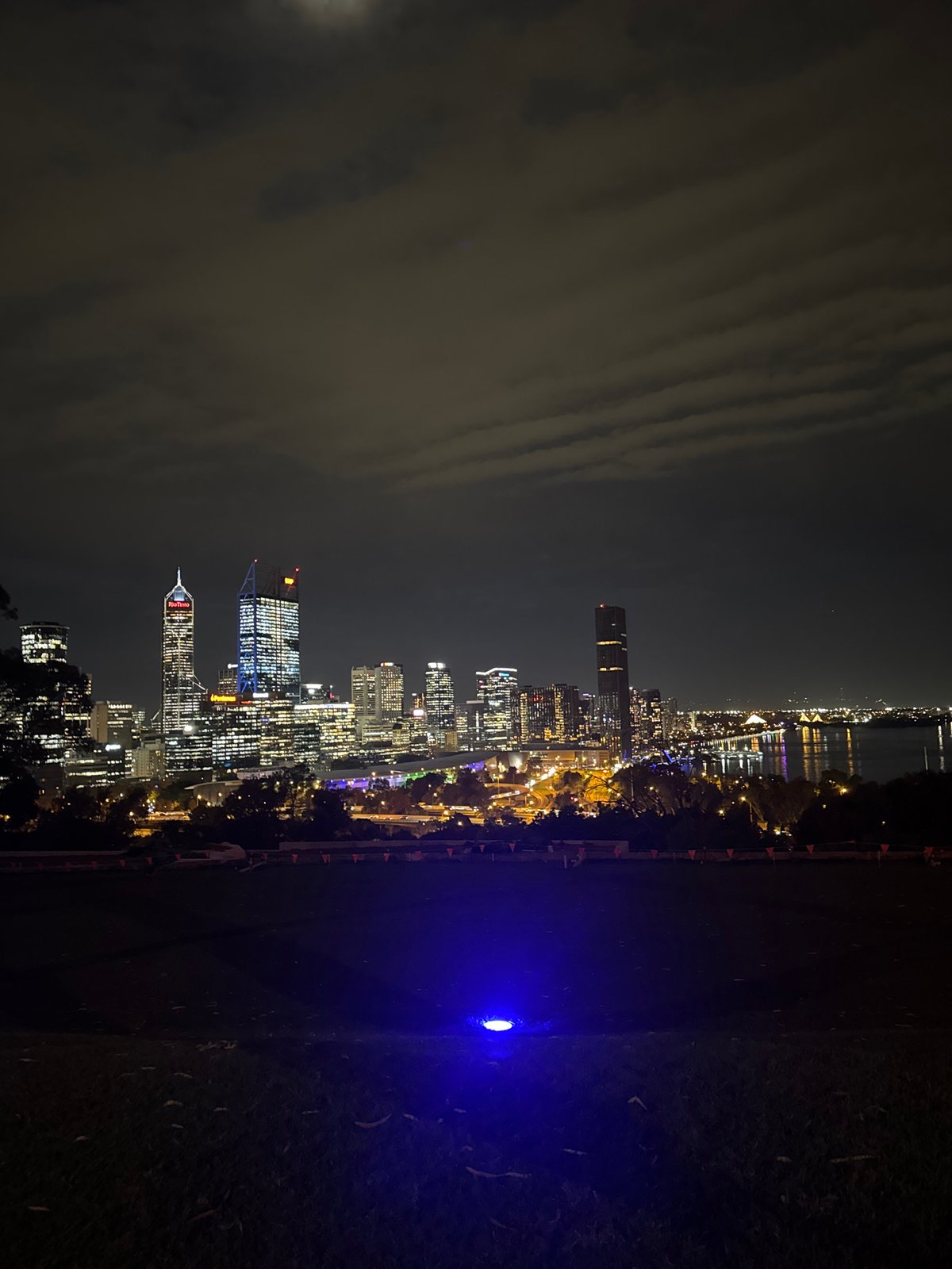 Perth skyline documented from Kings Park during nighttime viewing