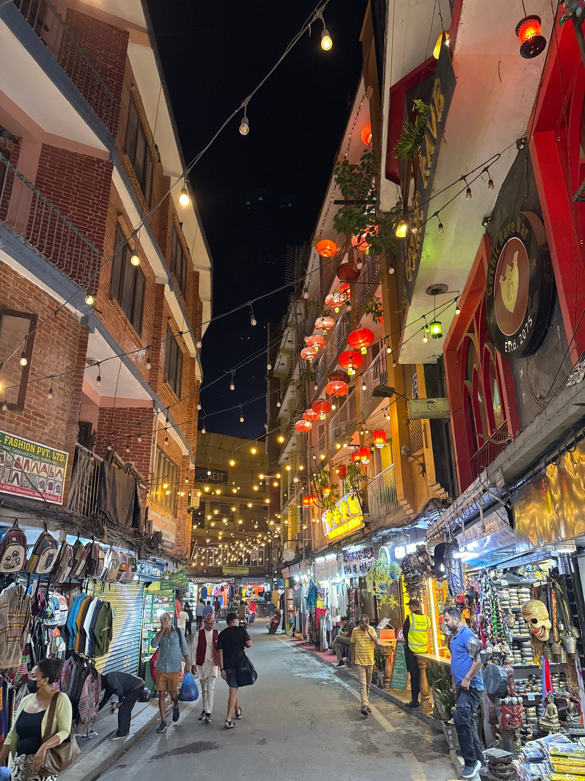Evening street life and traditional art captured in Kathmandu
