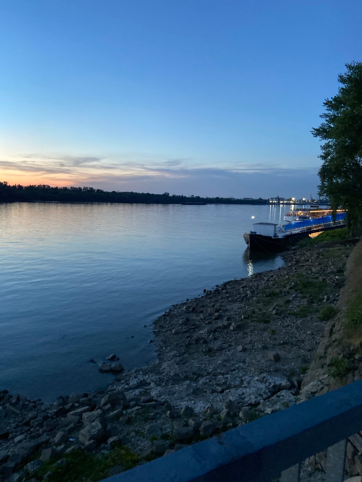 Twilight captured along Danube River in Ruse, Bulgaria