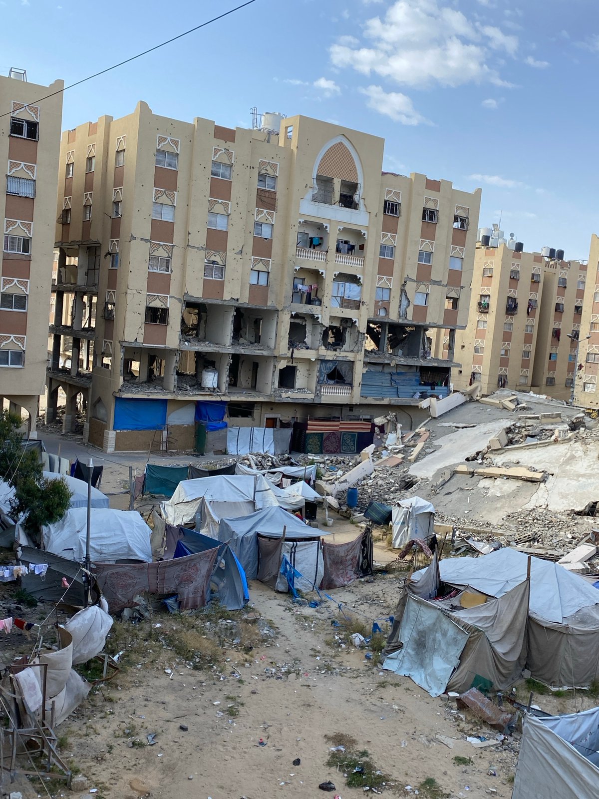 Dawn documentation shows widespread building damage in Khan Yunis
