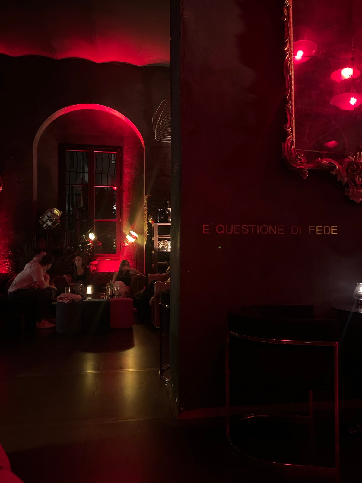 Evening atmosphere captured at Milan bar or lounge
