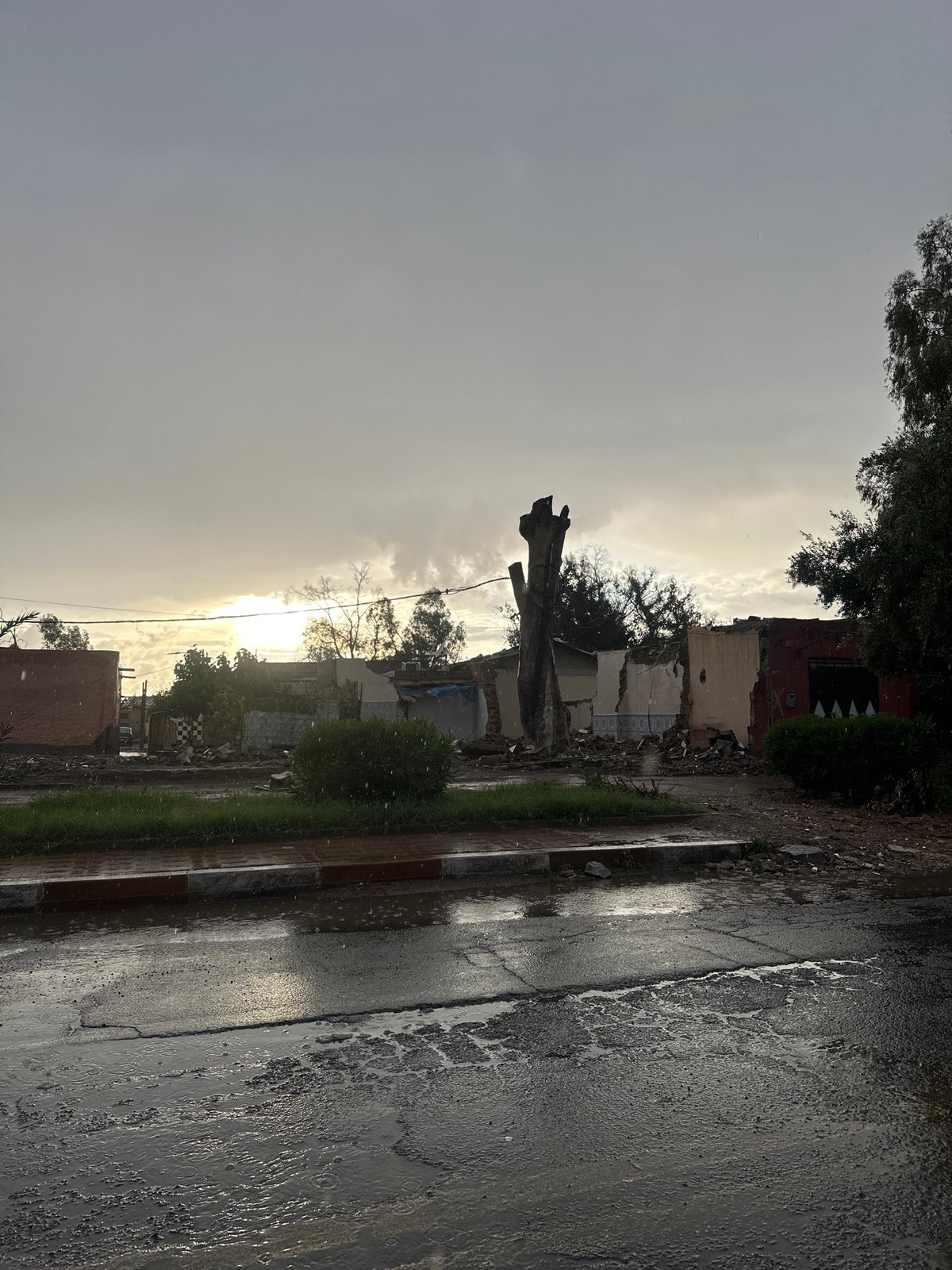 Rainy evening traffic documented in Marrakesh, Morocco