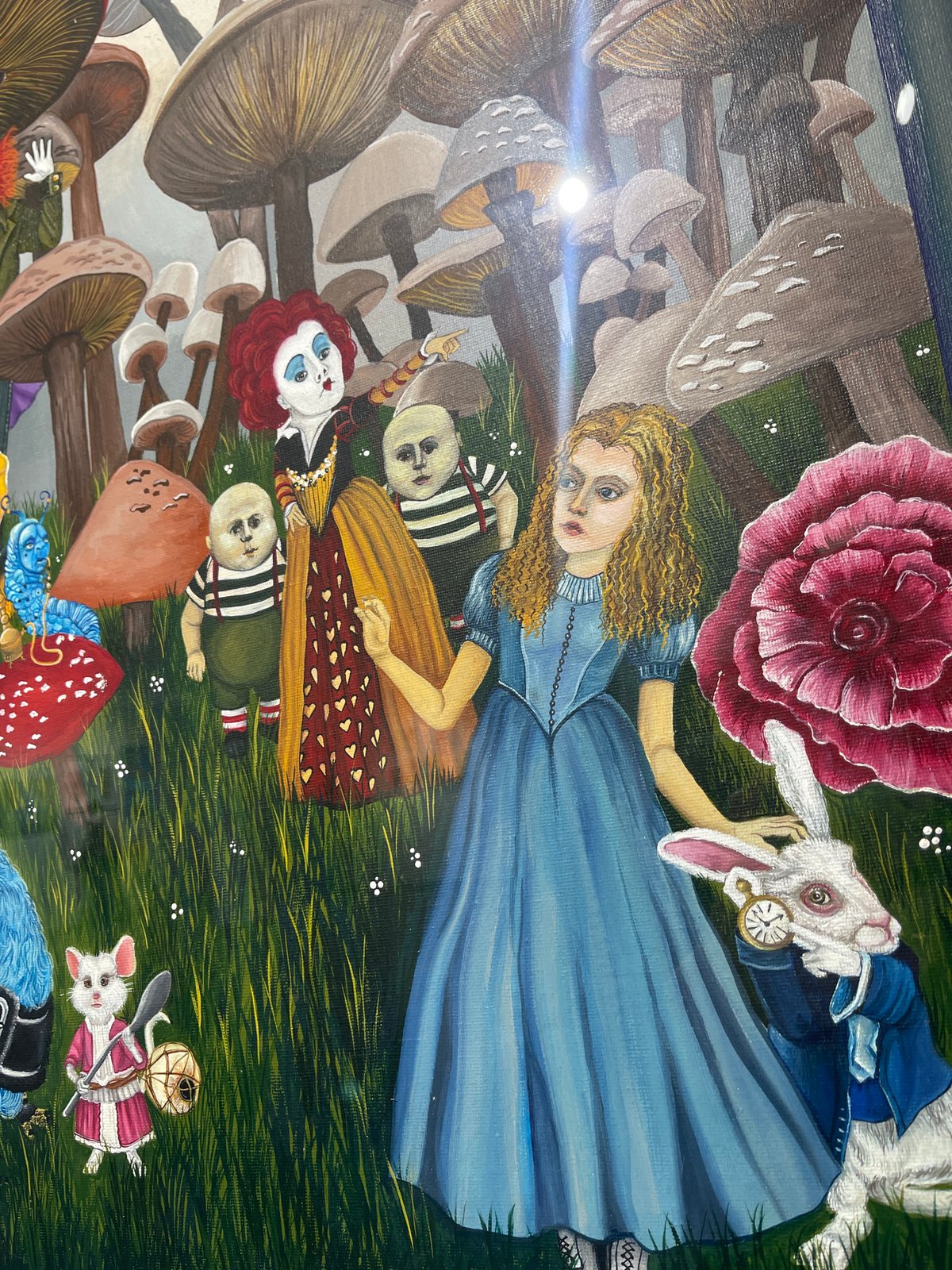 Art exhibition featuring Alice in Wonderland paintings documented in Sofia