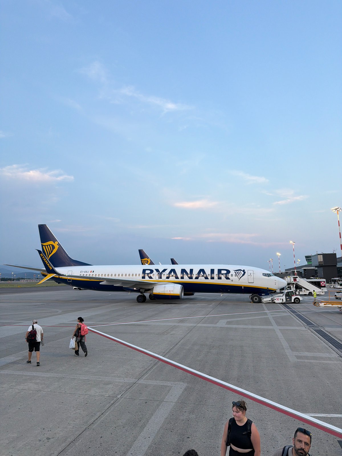 Ryanair aircraft on the tarmac at Bergamo's BGY airport