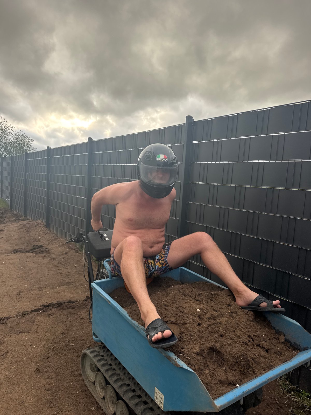 Construction work documented at Bellheim residence with machinery operation