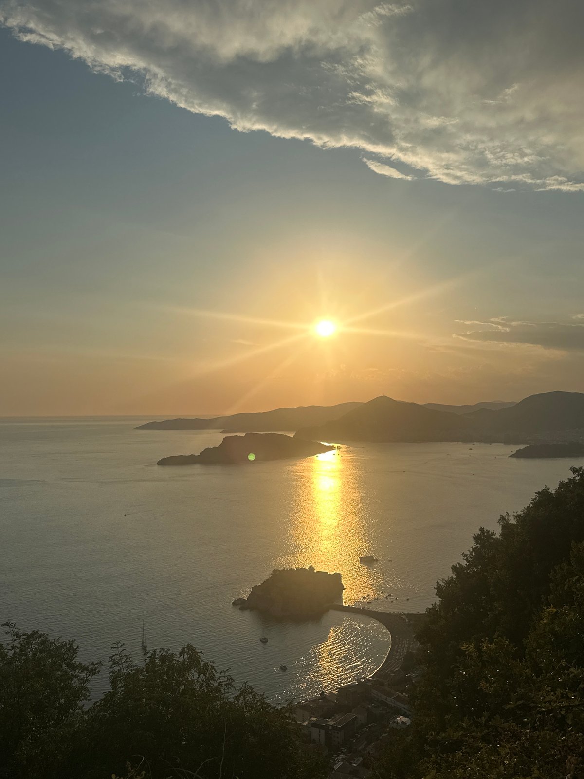 Sunset over Sveti Stefan, shot from every angle