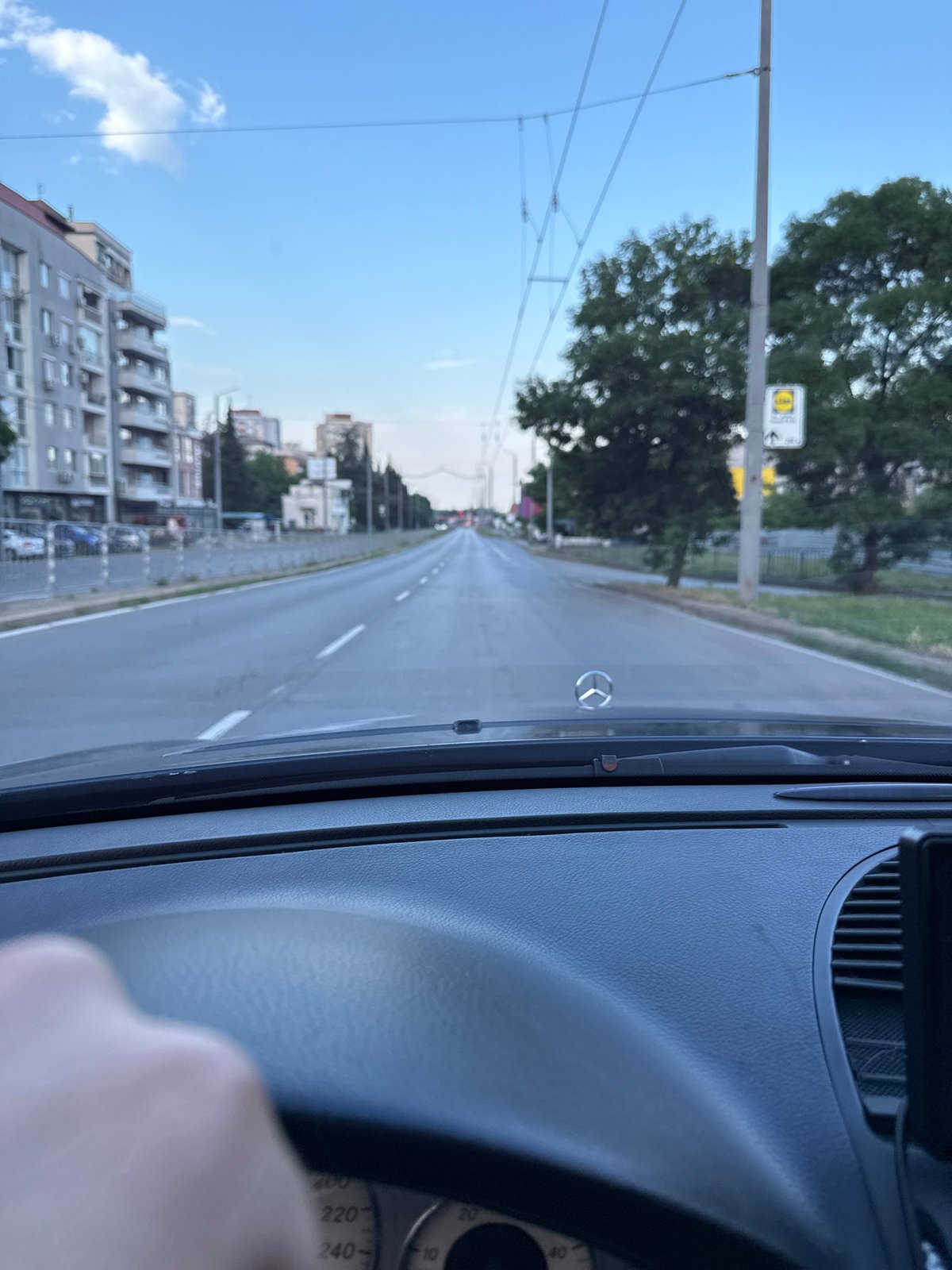 Driver records dashboard view on urban road in Bulgaria