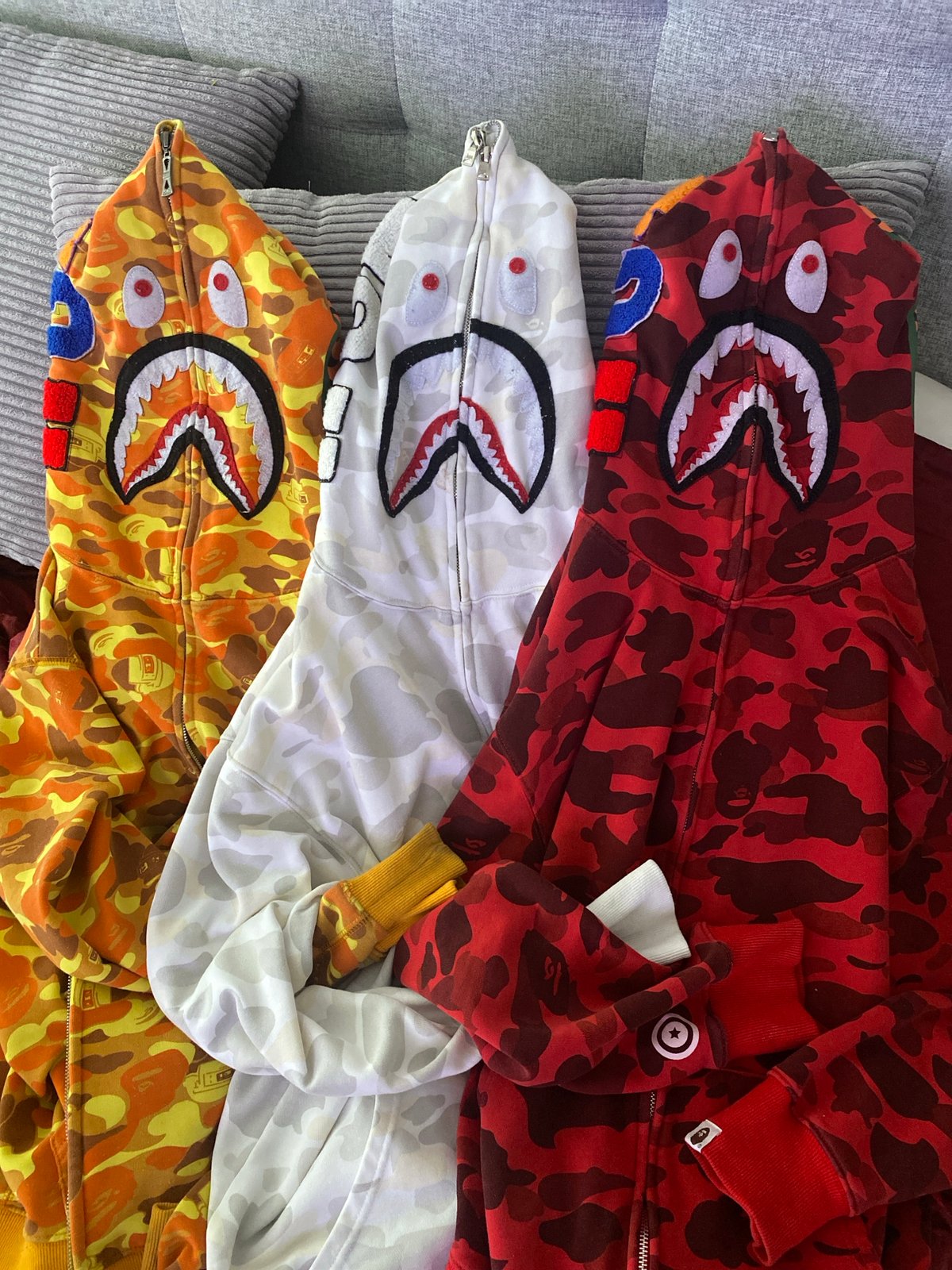 Fashion enthusiast showcases BAPE shark hoodie collection in Sochi