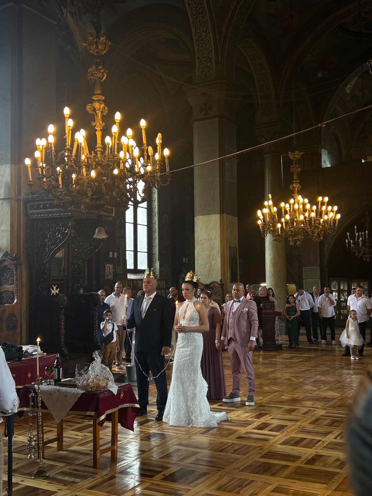 Orthodox wedding ceremony held at St. Nedelya Church, Sofia