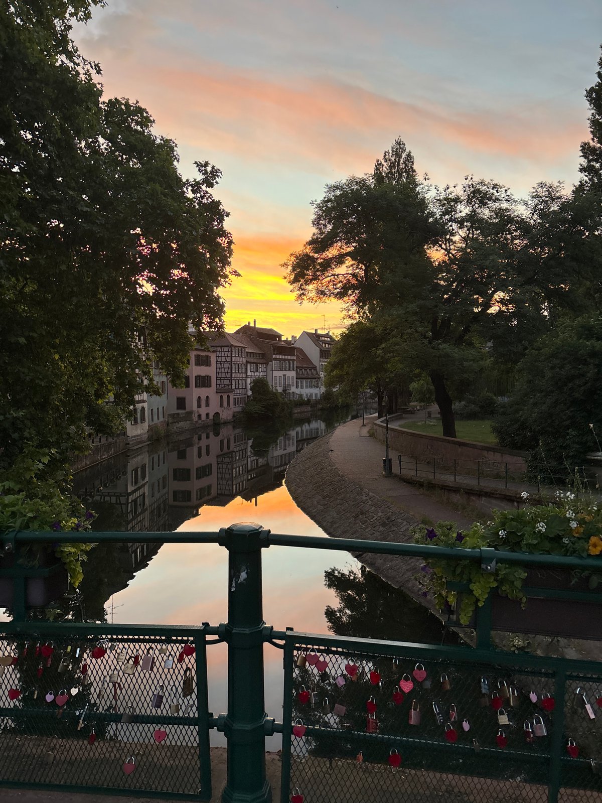 Sunset captures documented across Strasbourg's historic canals and bridges