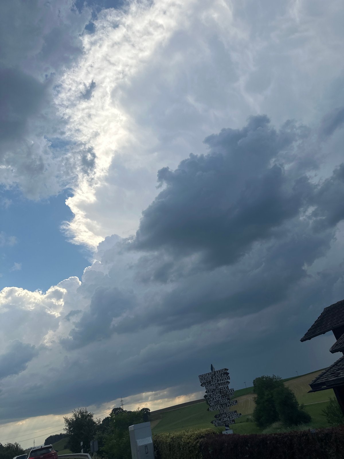 Storm clouds roll over rural Tuntenhausen on a June afternoon