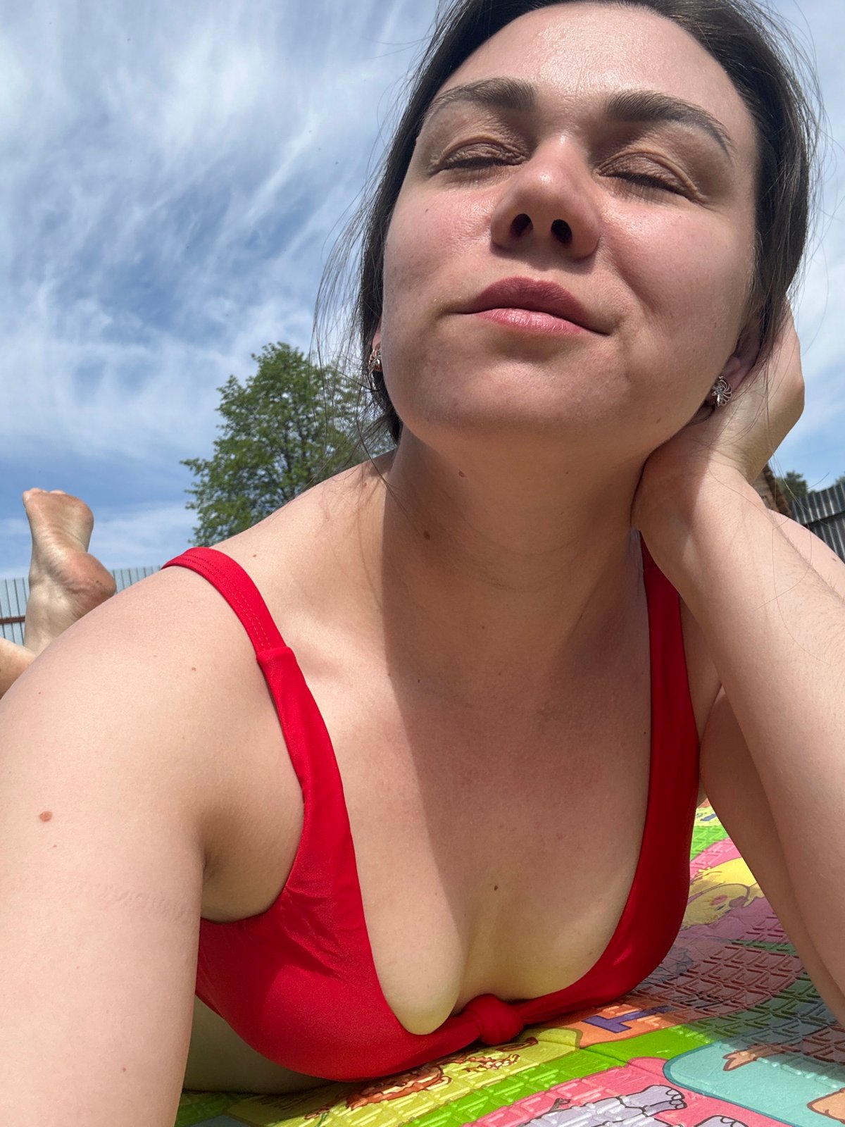 Woman enjoys outdoor relaxation in Chaikovsky, Russia
