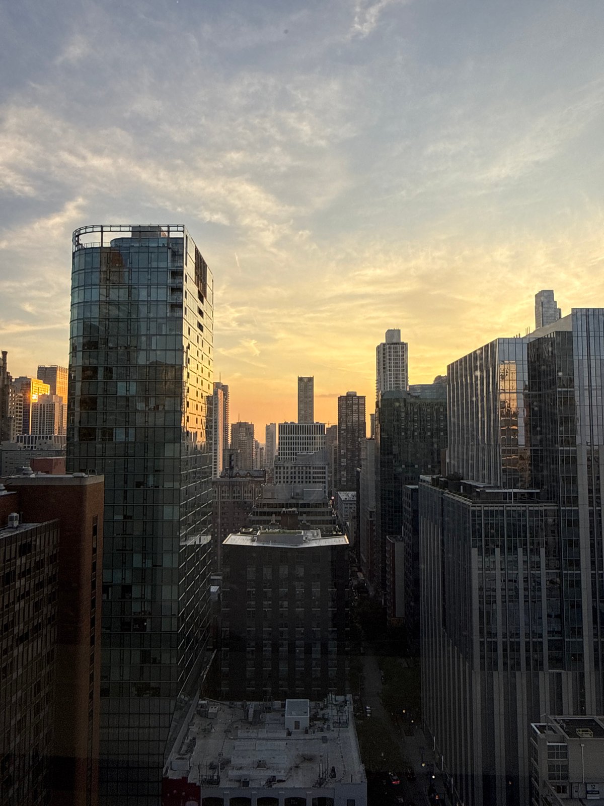 Chicago at golden hour, from skyline to street