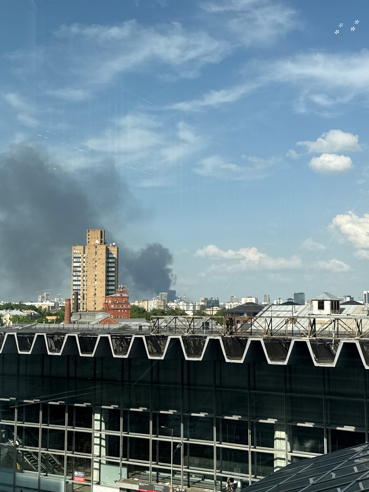 Moscow skyline observed under partly cloudy skies