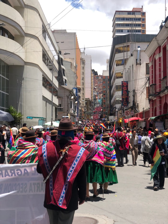 Traditional Andean parade fills La Paz streets near government buildings