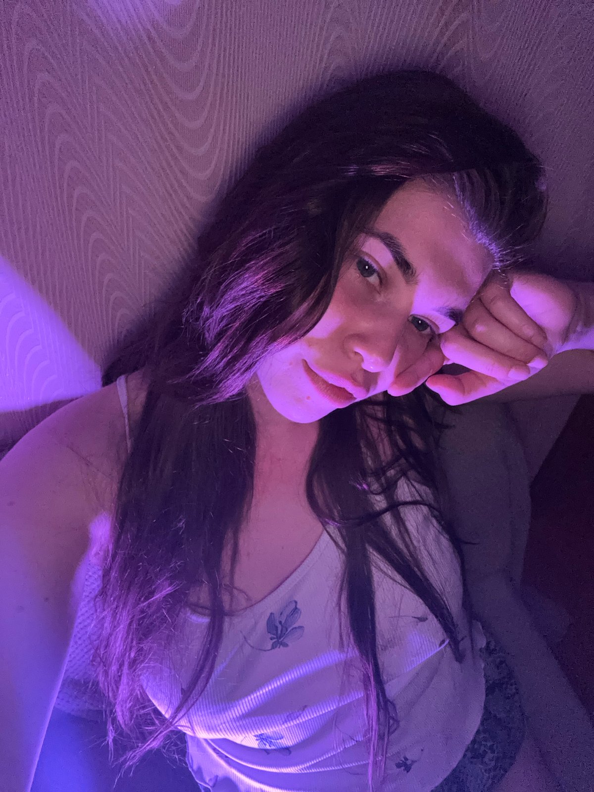 Late-evening selfie session under purple lighting in Мещёры