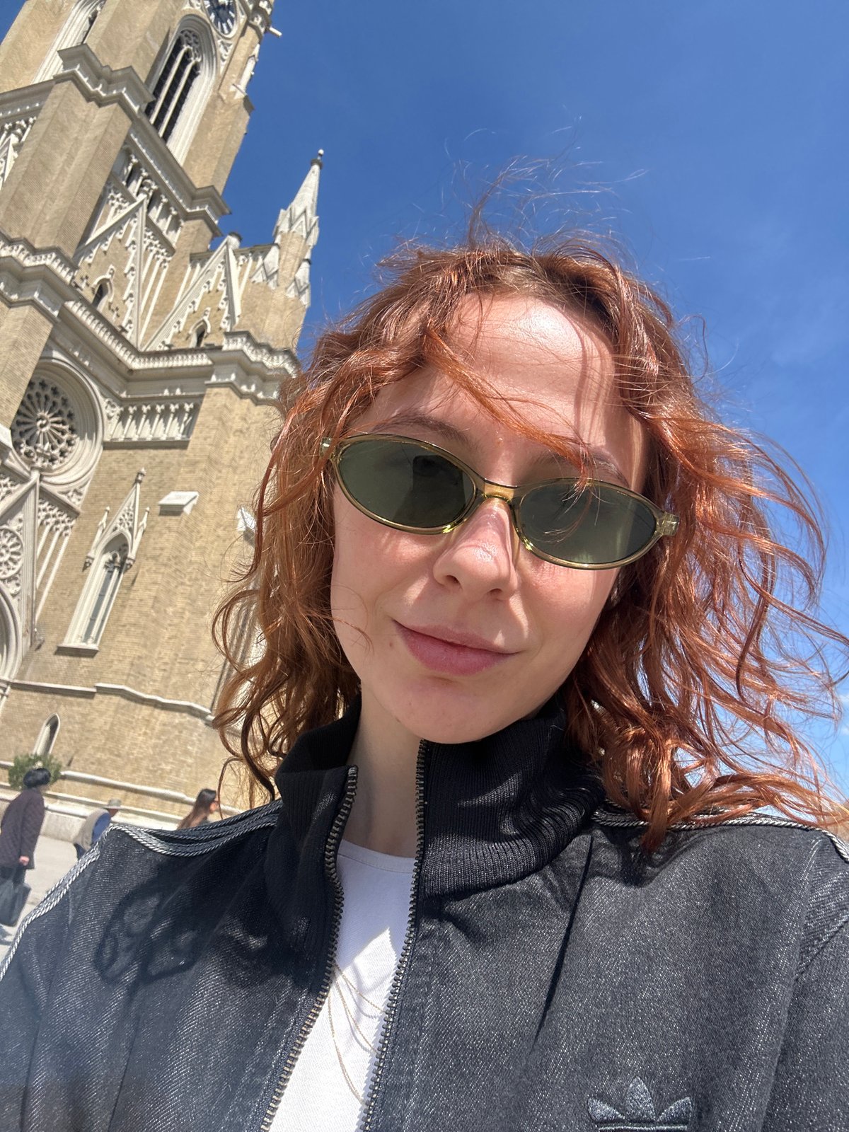 Woman takes sunny selfie in Novi Sad