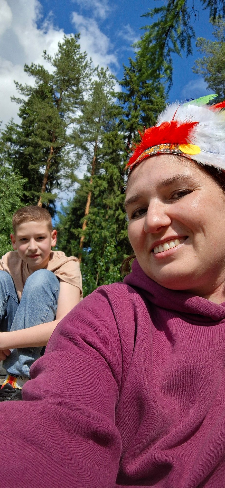 Families enjoy outdoor recreational activities in Прикамский forest camp