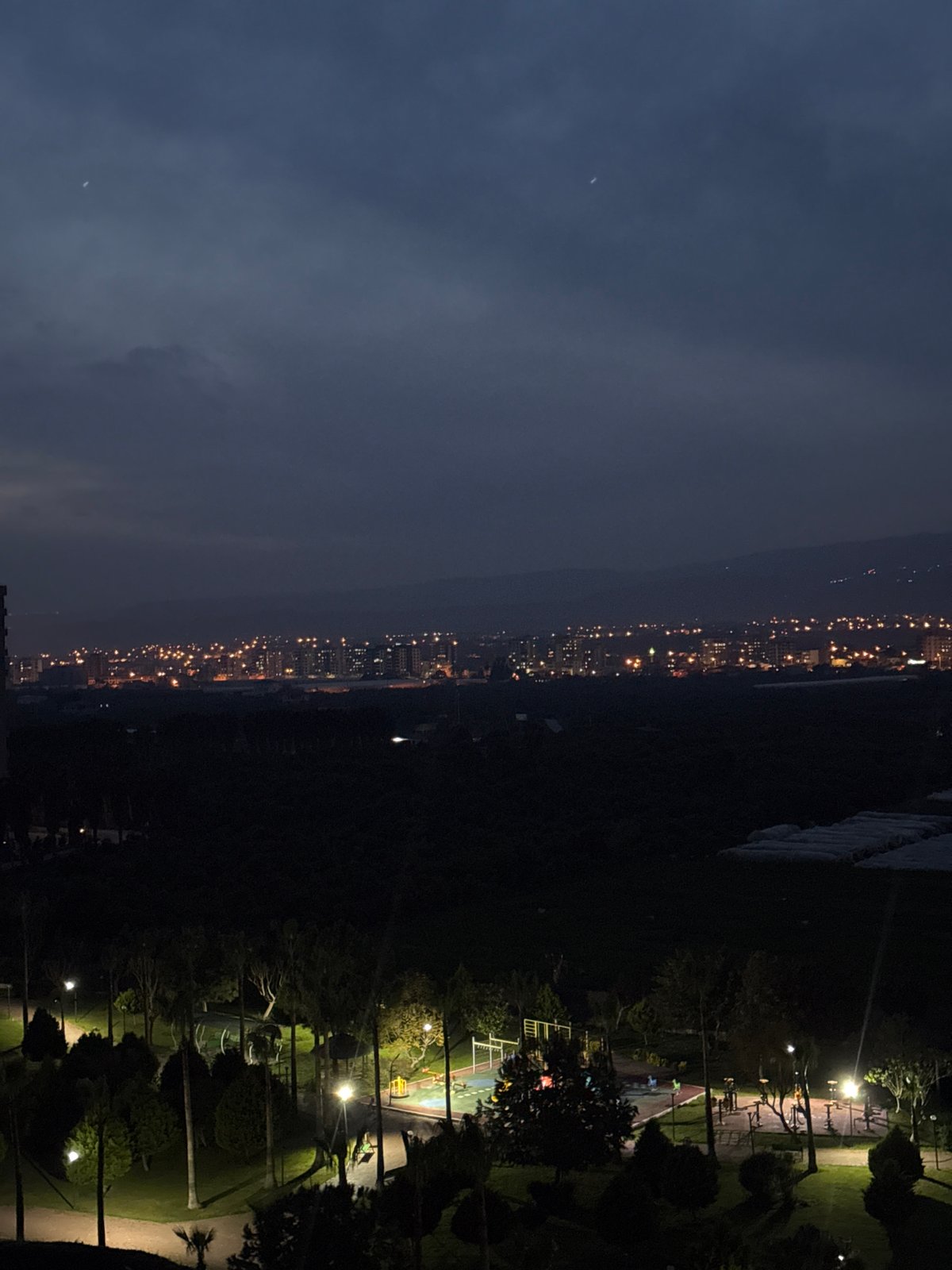 Nighttime cityscape views captured in Erdemli, Turkey