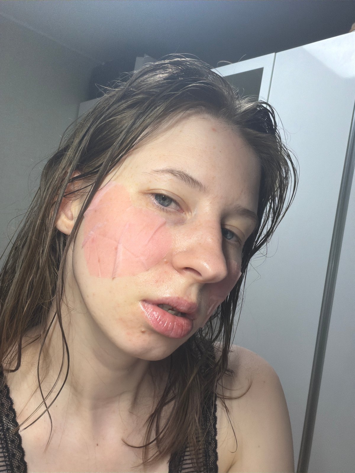 Skincare session selfies from a room in Dongducheon-si