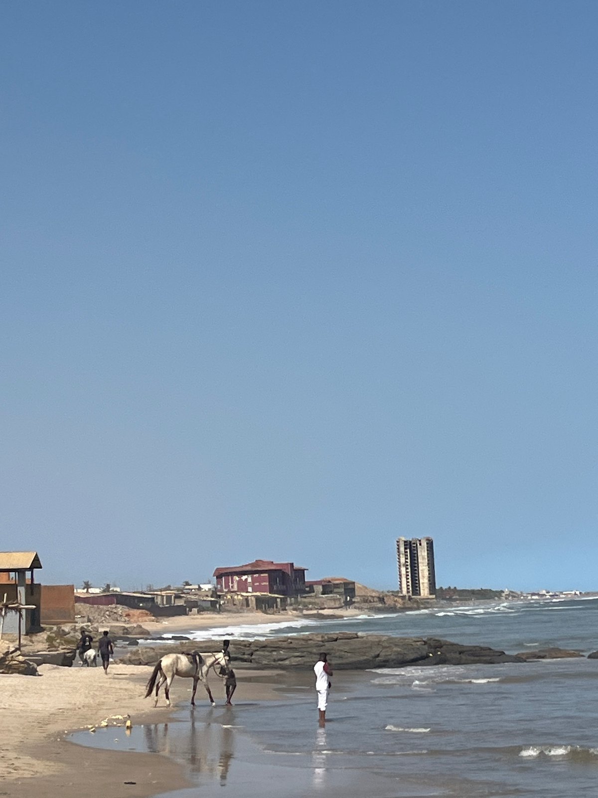Beach activities observed in Accra including horseback riding